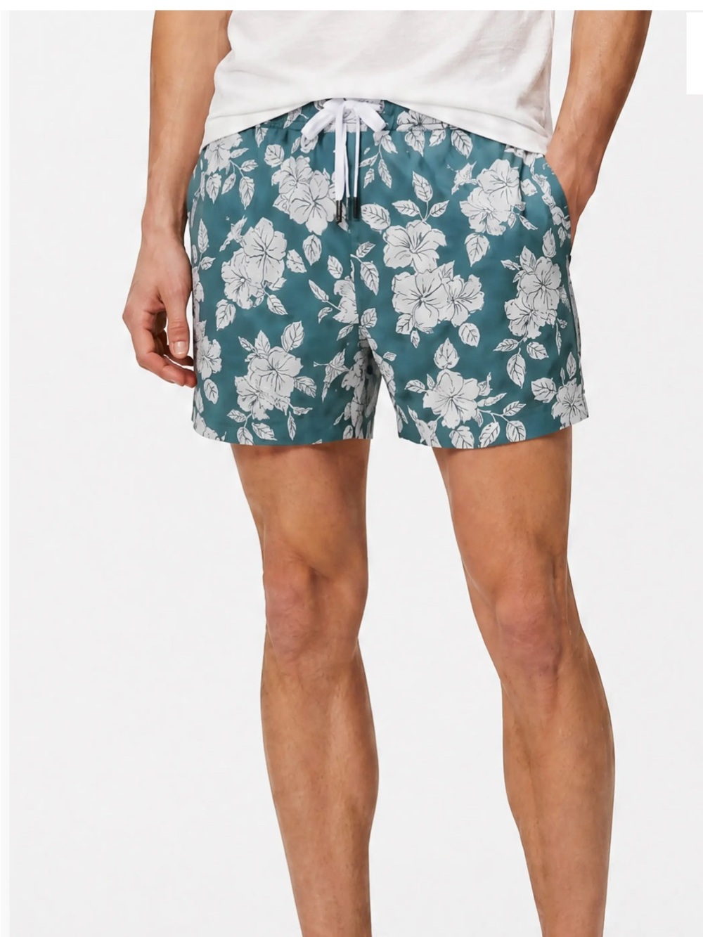 Onia Men's Green Floral Drawstring Swim Trunks
